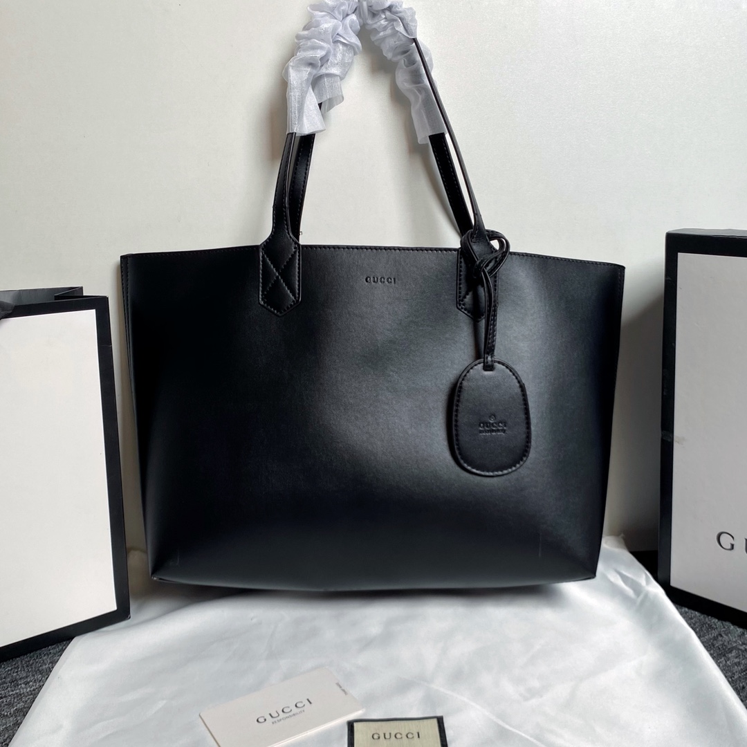 Double-G GG Monogram Blooms Medium Reversible Tote Beige New Military Black - Bag - Gorchic - $143.99