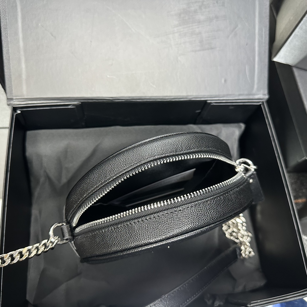 Lady Designer Grain De Poudre Matelasse Chevron Quilted Round Vinyle Camera Bag Deep Marine-Sier hardware - Bag - Gorchic - $131.99