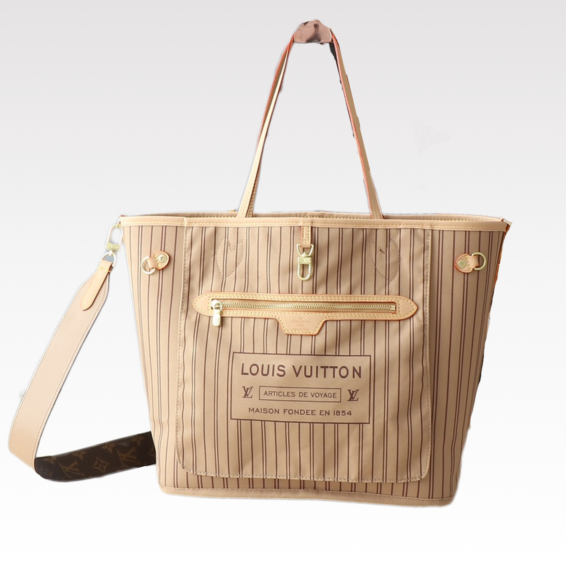 Designer Monogram Neverfull Bandoulière Inside Out MM Size Khaki Bag - Gorchic - $136.99