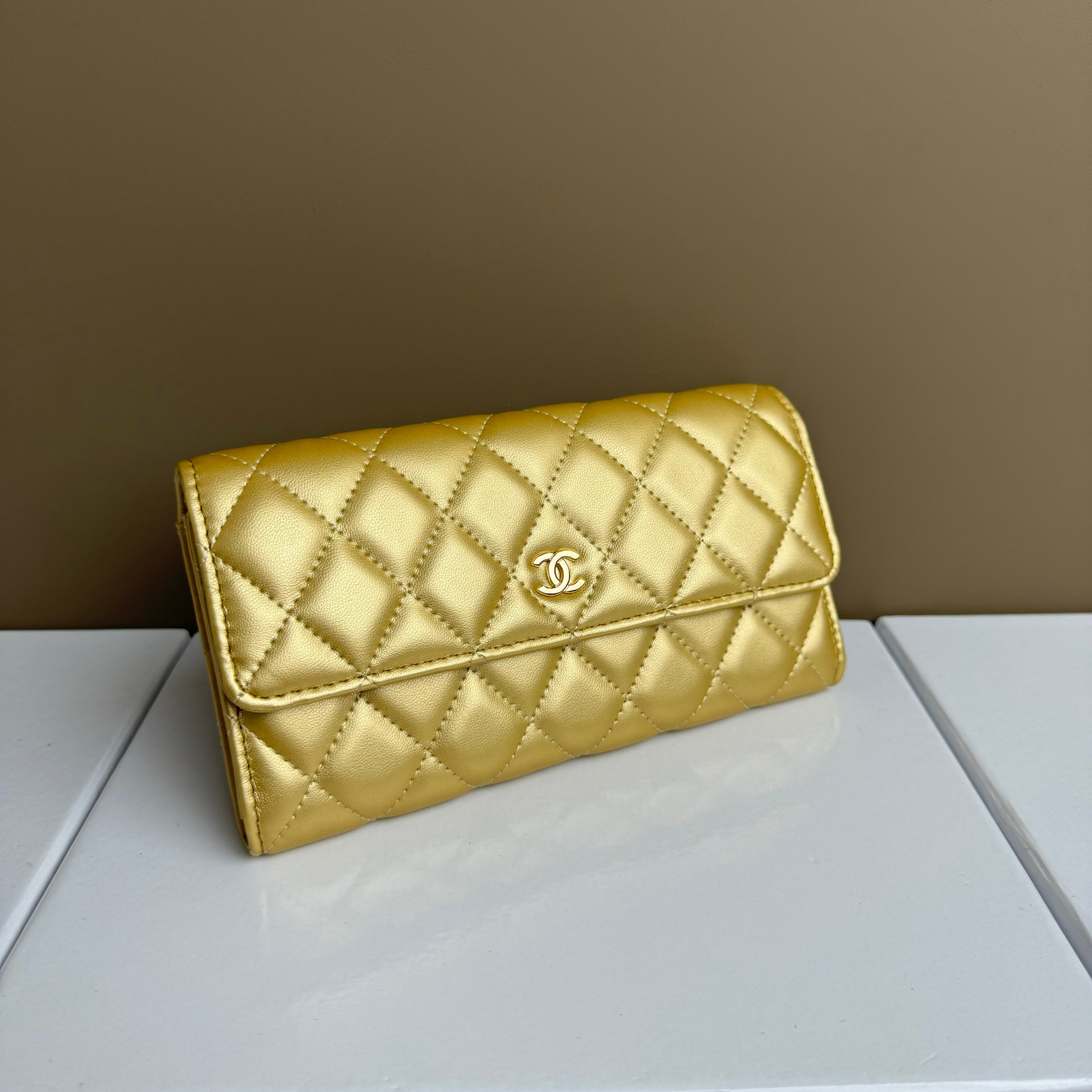 CC Inspired Counterfeit Caviar Sheepskin Wallet-Gold Wallet - Gorchic - $59.99