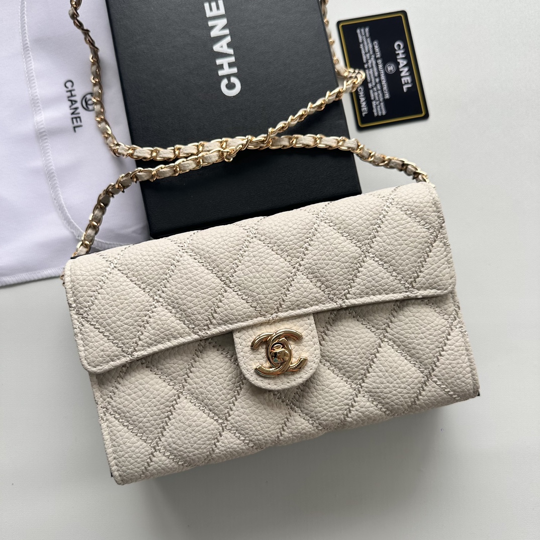 CC Inspired Chain Shoulder Crossbody Small Bag - Rice White Bag - Gorchic - $101.99