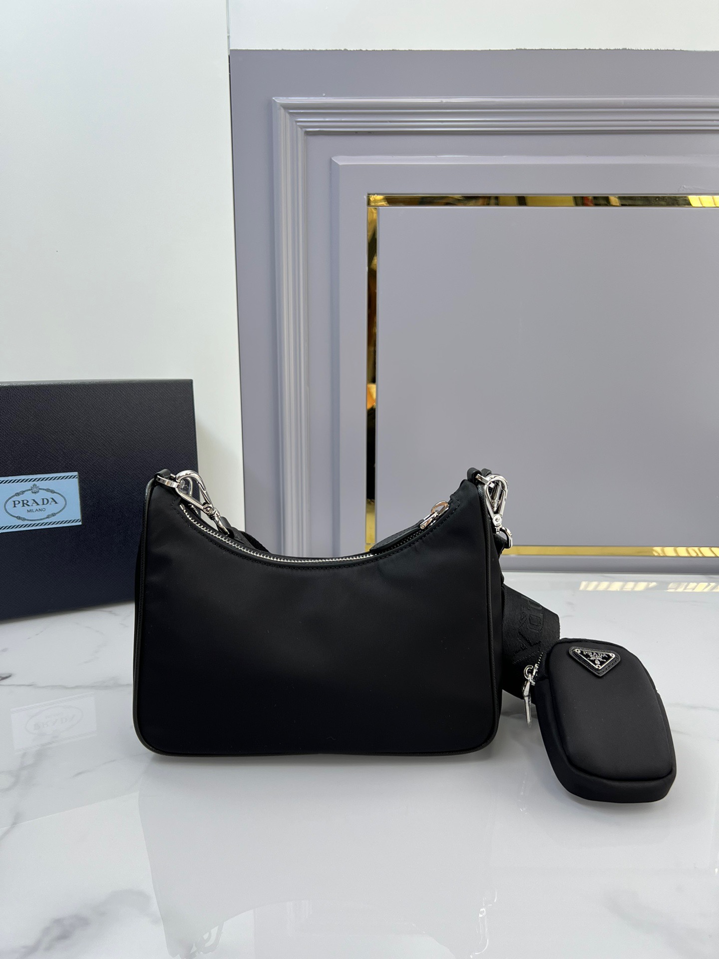 Saffiano texture Re-Edition 2005 Re-Nylon shoulder bag - Gorchic - $99.99