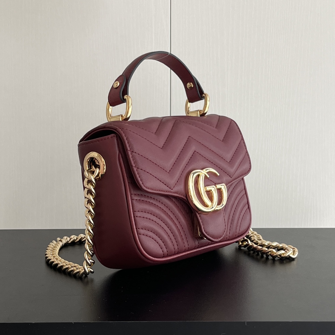 Double-G GG Marmont Mini Top Handle Bag-Red - Bag - Gorchic - $128.99