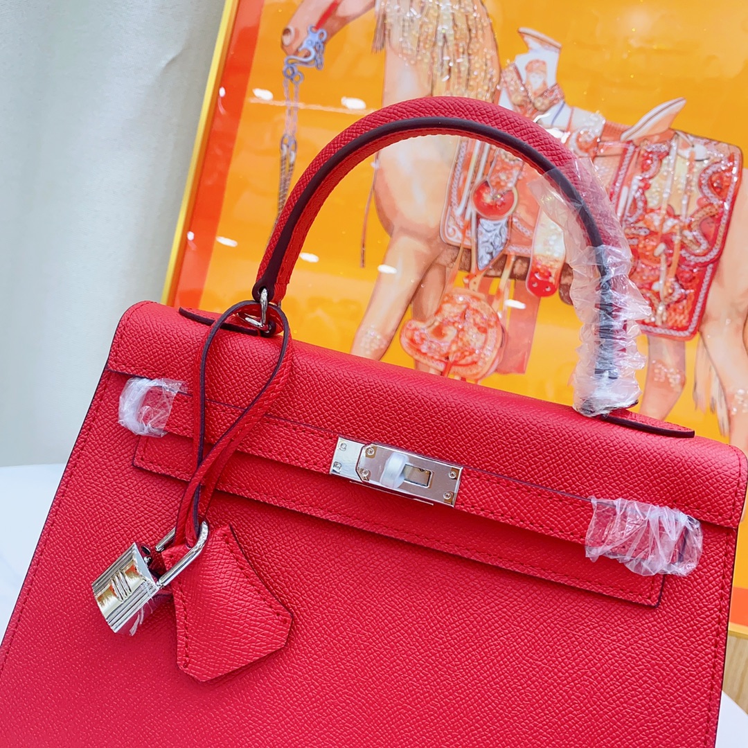 H-Inspired Kelly Haze Red Silver Hardware - Bag - Gorchic - $156.99