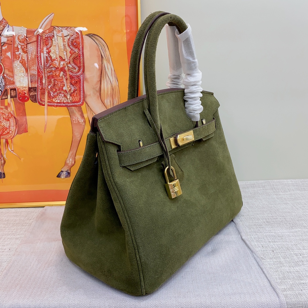 H-Inspired Birkin Bag Doblis Bag Golden Hardware-Dark Or Deep Green Bag - Gorchic - $205.99