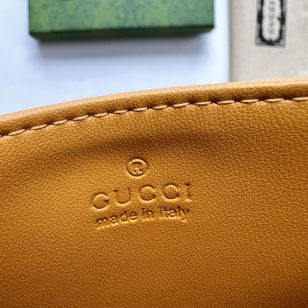 Double-G GG Marmont card case yellow leather-wallet - Gorchic - $39.99