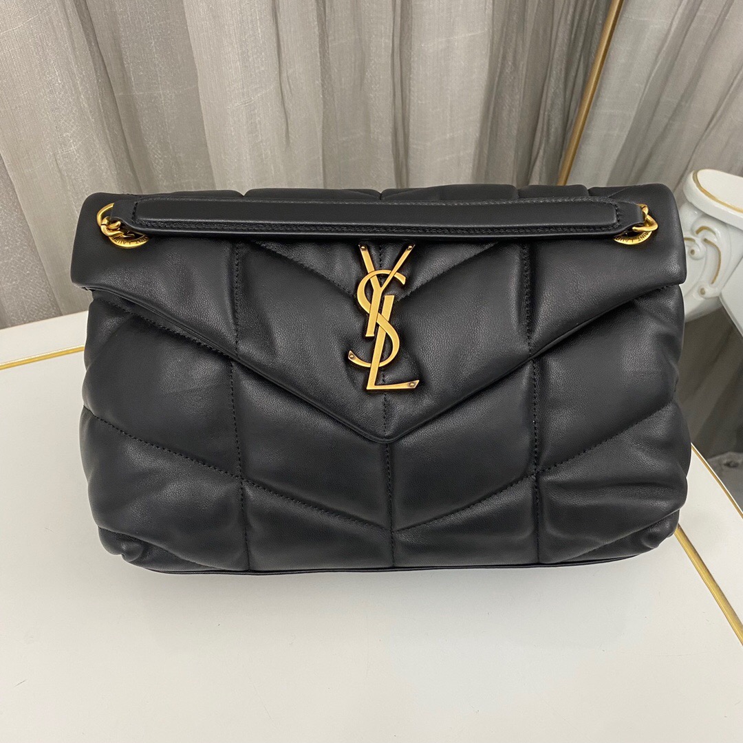 Lady Designer Loulou Puffer Small Quilted Leather Shoulder Bag Black - Bag - Gorchic - $183.99