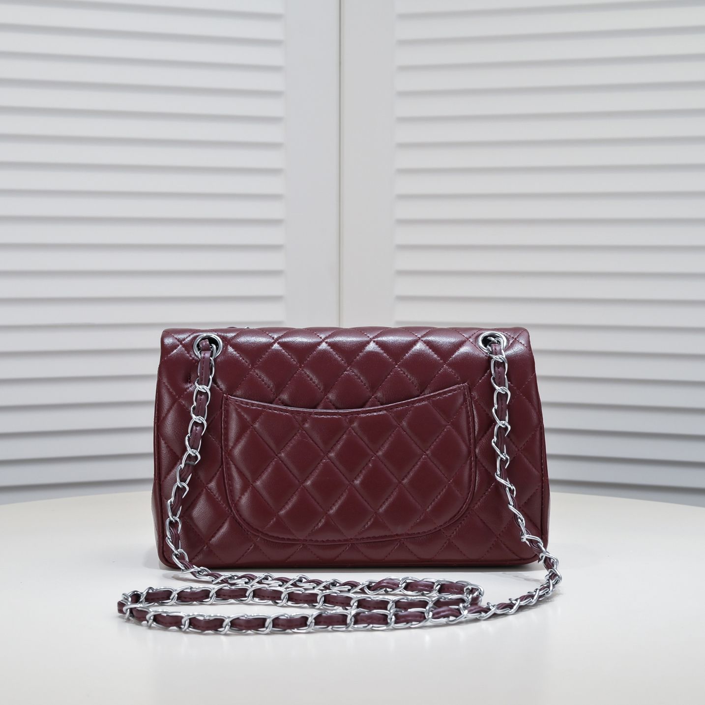 CC Inspired Classic Double Flap Bag Dark Red Sier Hardware - Bag - Gorchic - $122.99