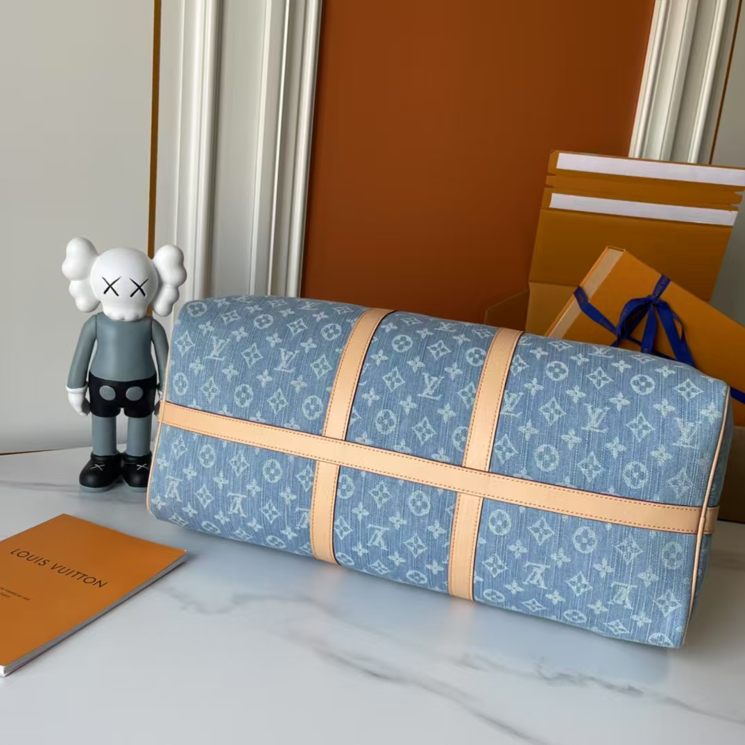 Designer Monogram Keepall Bandoulière 50 Monogram Denim Bag - Gorchic - $167.99