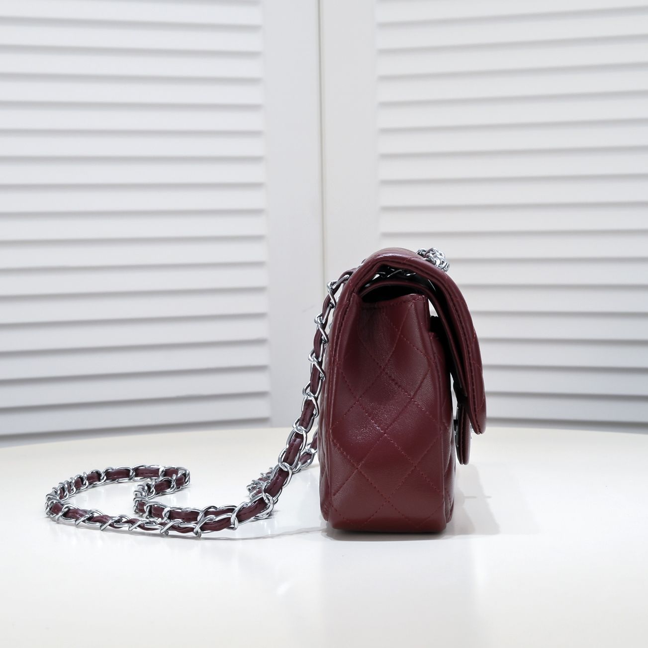 CC Inspired Classic Double Flap Bag Dark Red Sier Hardware - Bag - Gorchic - $122.99