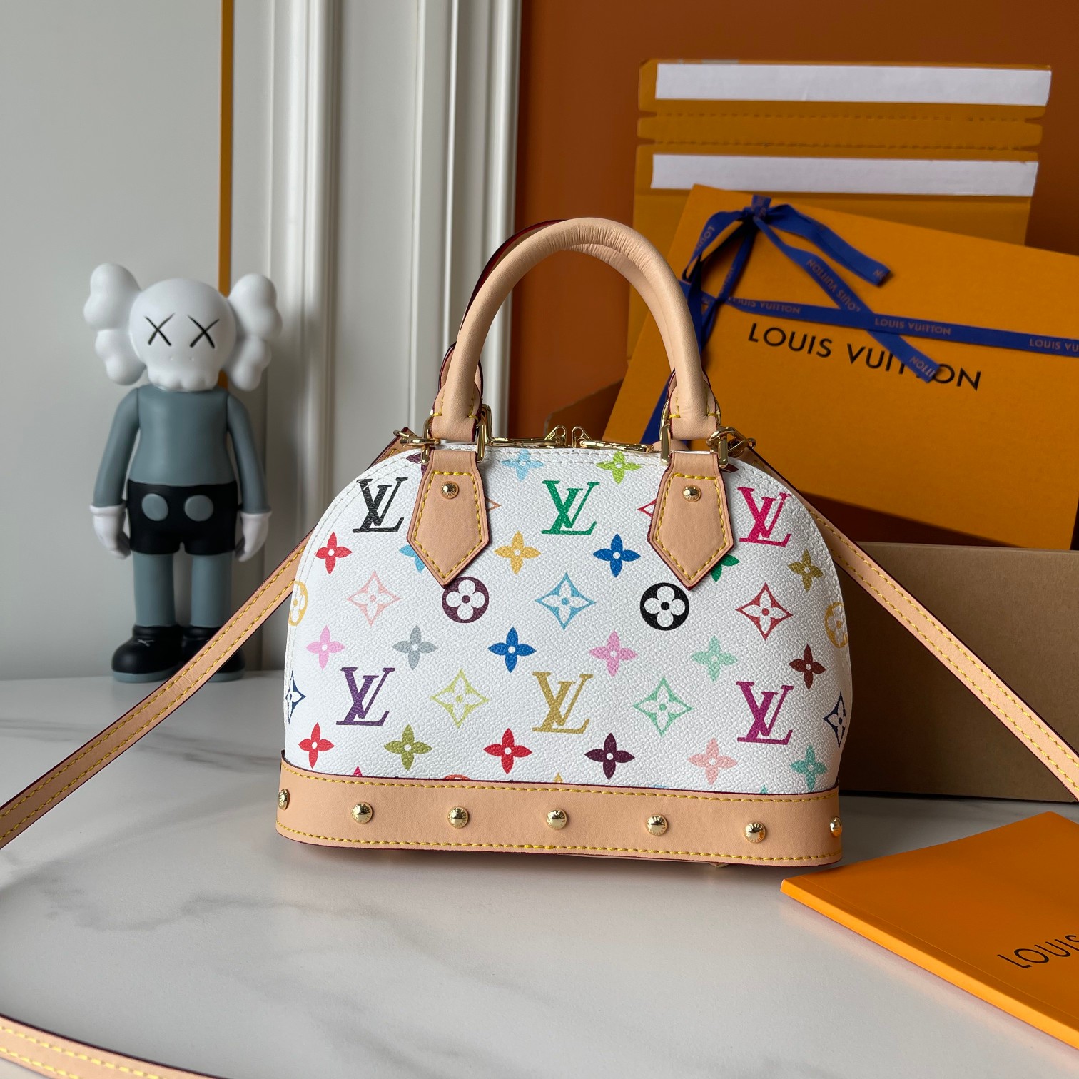 Designer Monogram x Murakami  x TM Alma BB White Bag - Gorchic - $132.99