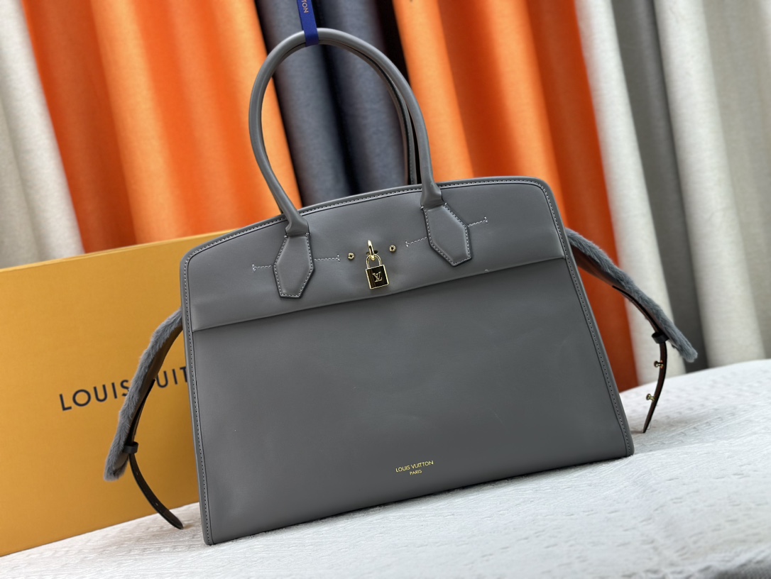 Designer Monogram City Steamer Large Handbag - Grey Bag - Gorchic - $164.99