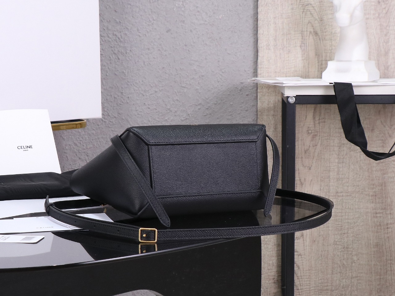 CL MICRO BELT BAG IN GRAINED CALFSKIN BLACK - Bag - Gorchic - $180.99