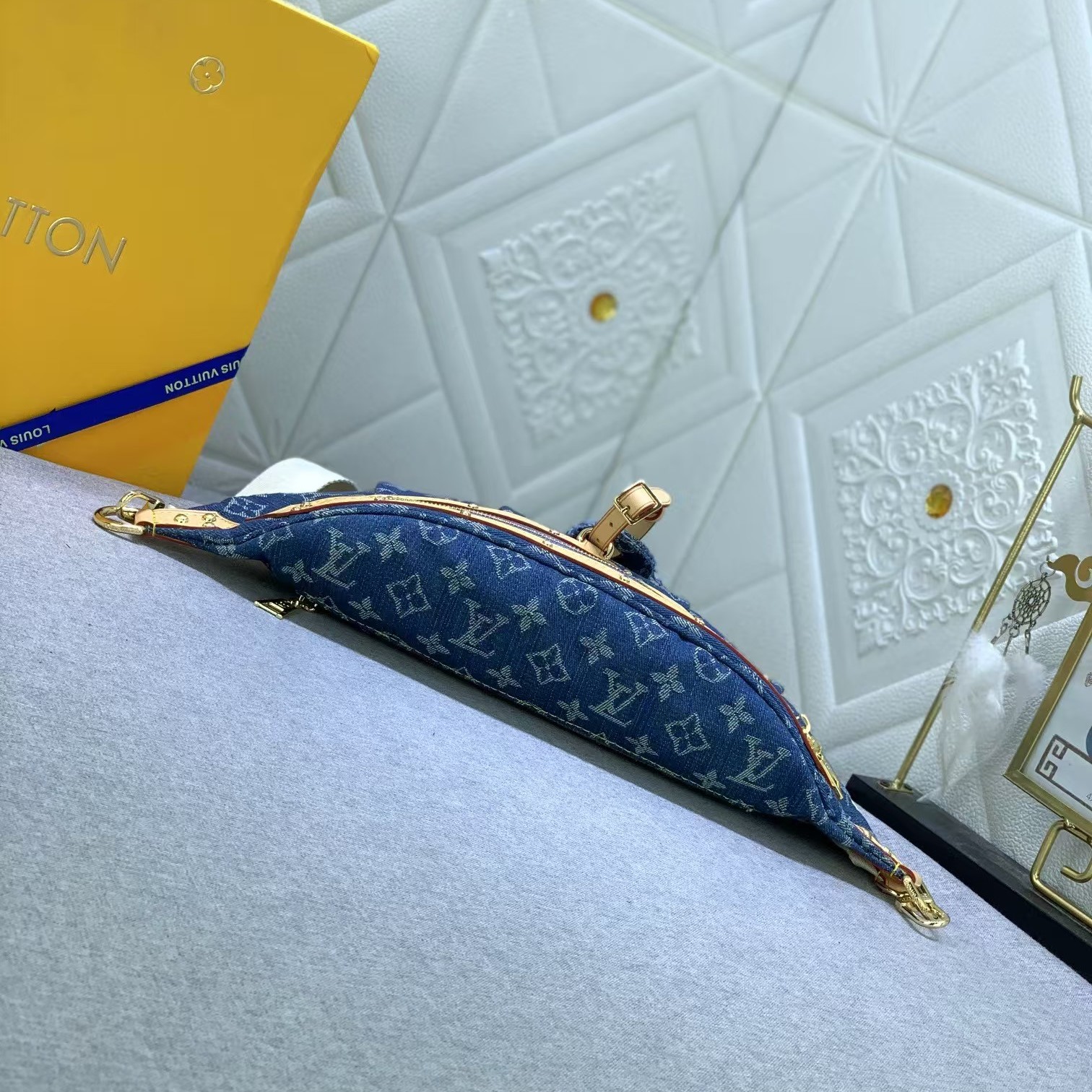 Designer Monogram Denim High Rise Bumbag Blue - Gorchic - $136.99