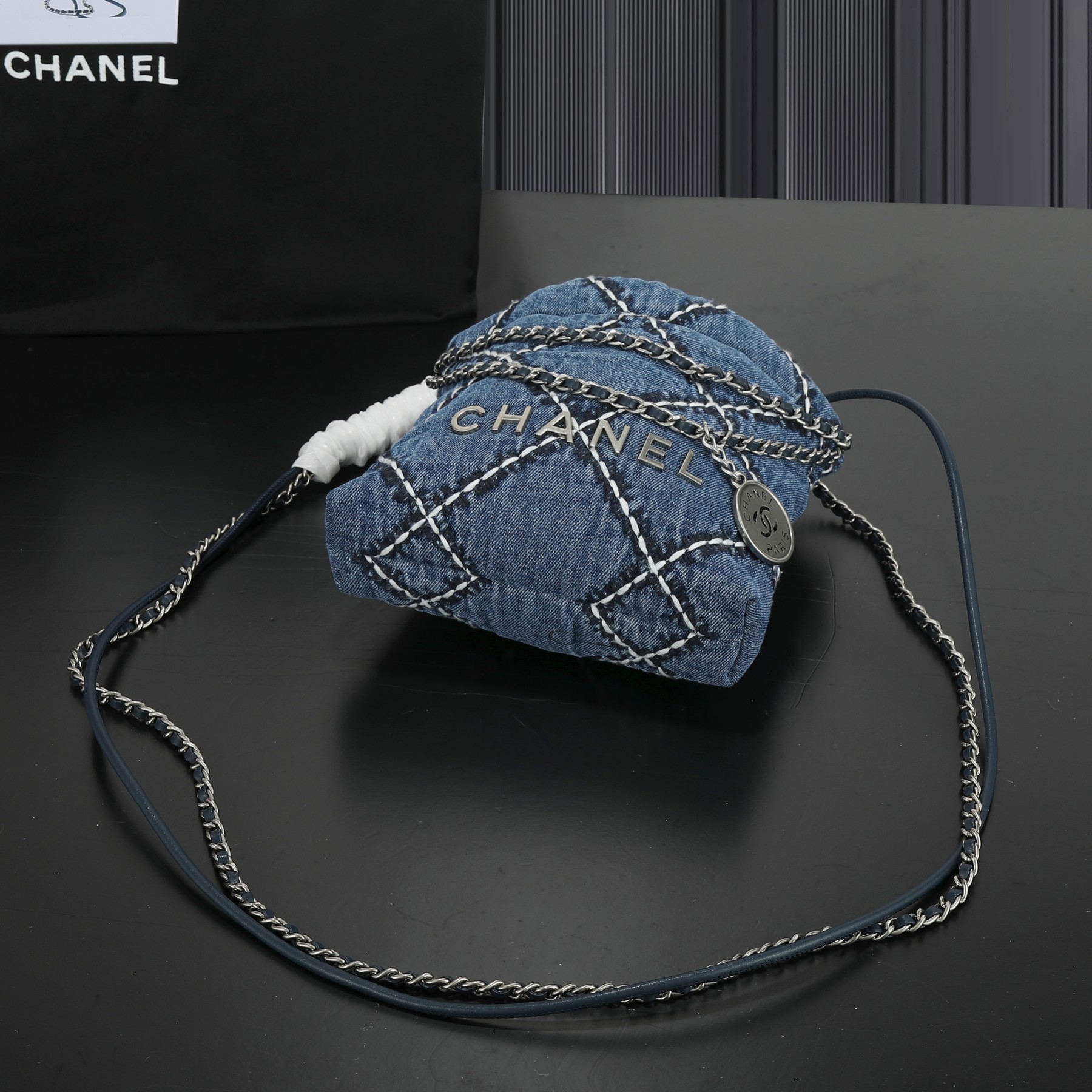 CC Inspired Stitched Denim Quilted CC Inspired 22 Blue - Bag - Gorchic - $129.99