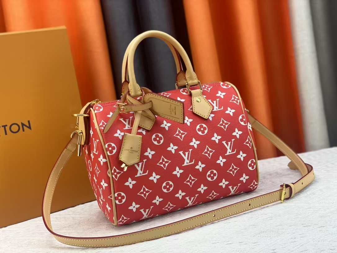Designer Monogram Speedy P9 Bandoulière 25 - Red- Bag - Gorchic - $135.99