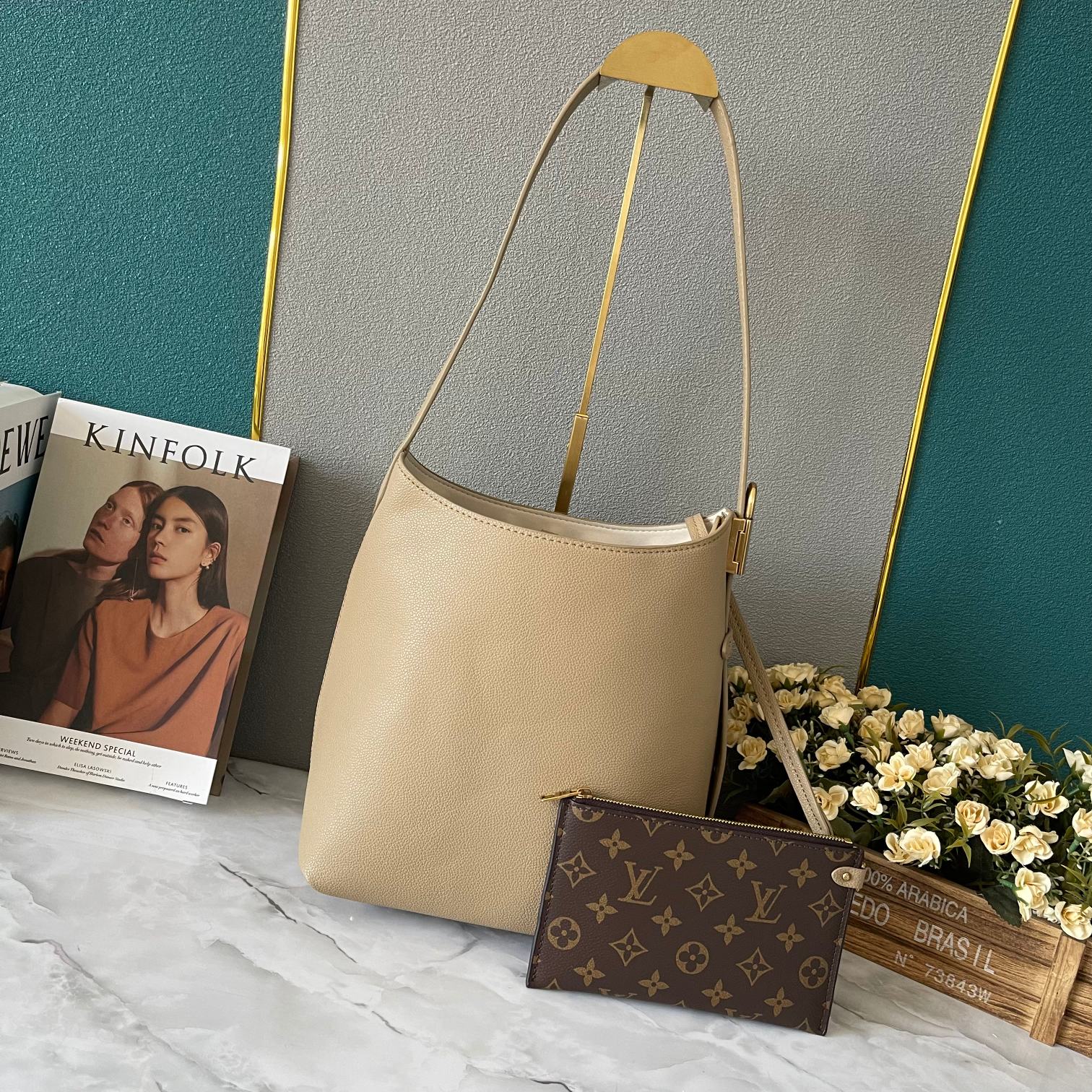 Designer Monogram  Low Key Hobo PM Bag in Apricot - Bag - Gorchic - $135.99