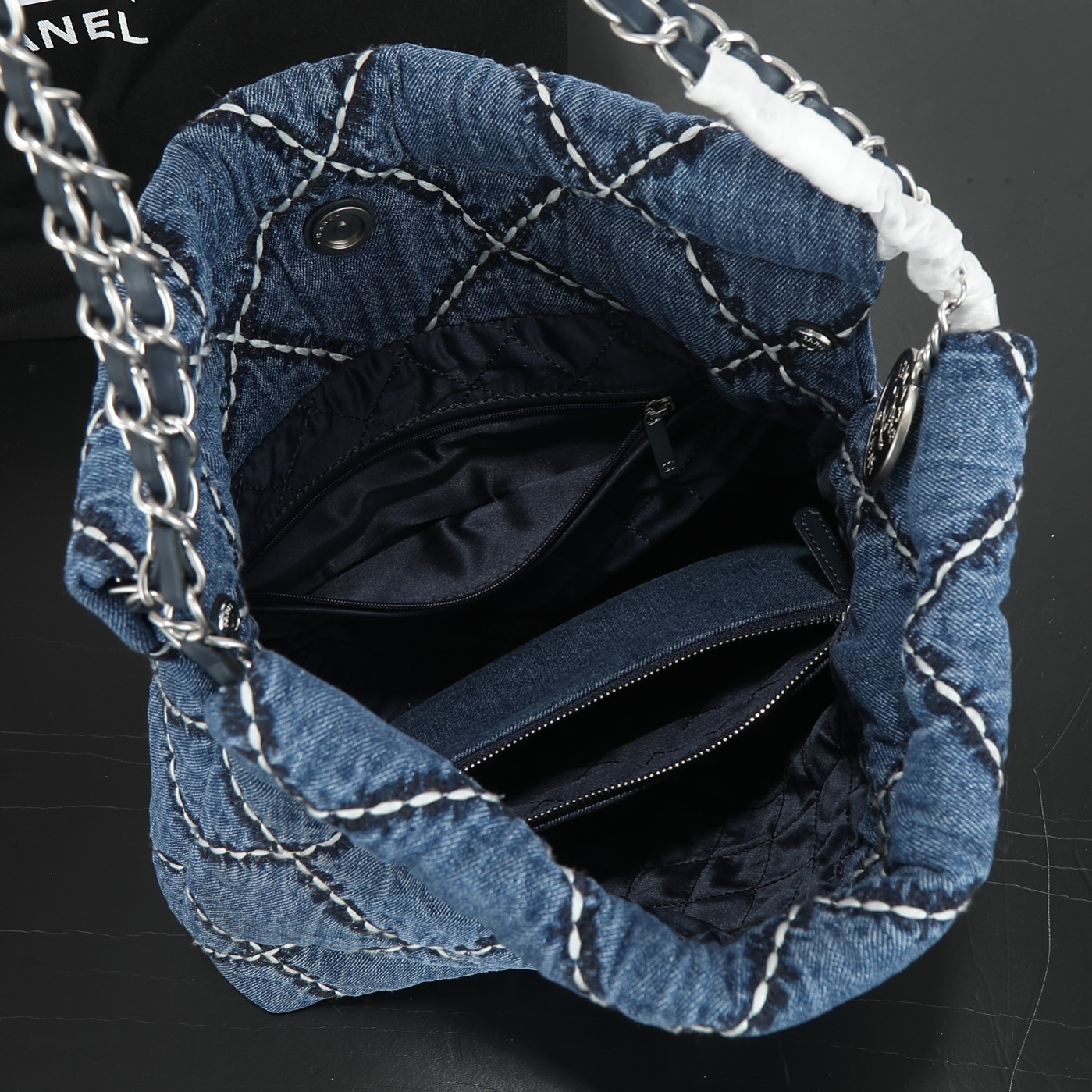 CC Inspired Stitched Denim Quilted CC Inspired 22 Blue - Bag - Gorchic - $129.99