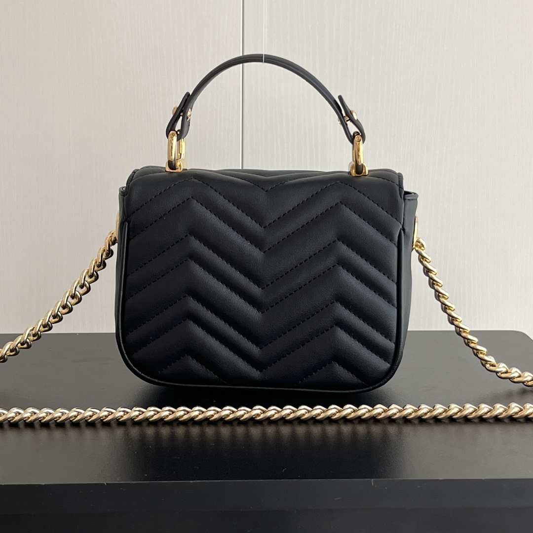 Double-G GG Marmont Mini Top Handle Bag-Black - Bag - Gorchic - $128.99