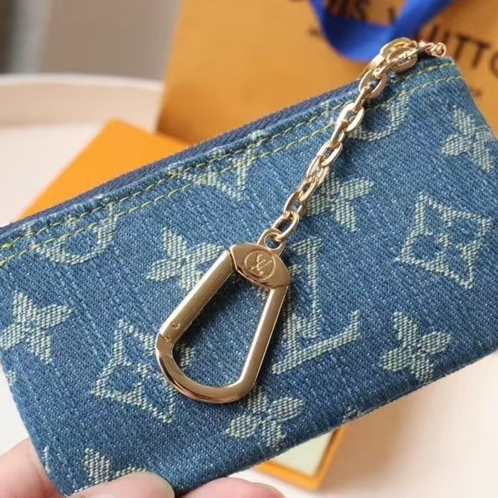Designer Monogram  Denim Key Pouch - Gorchic - $78.99