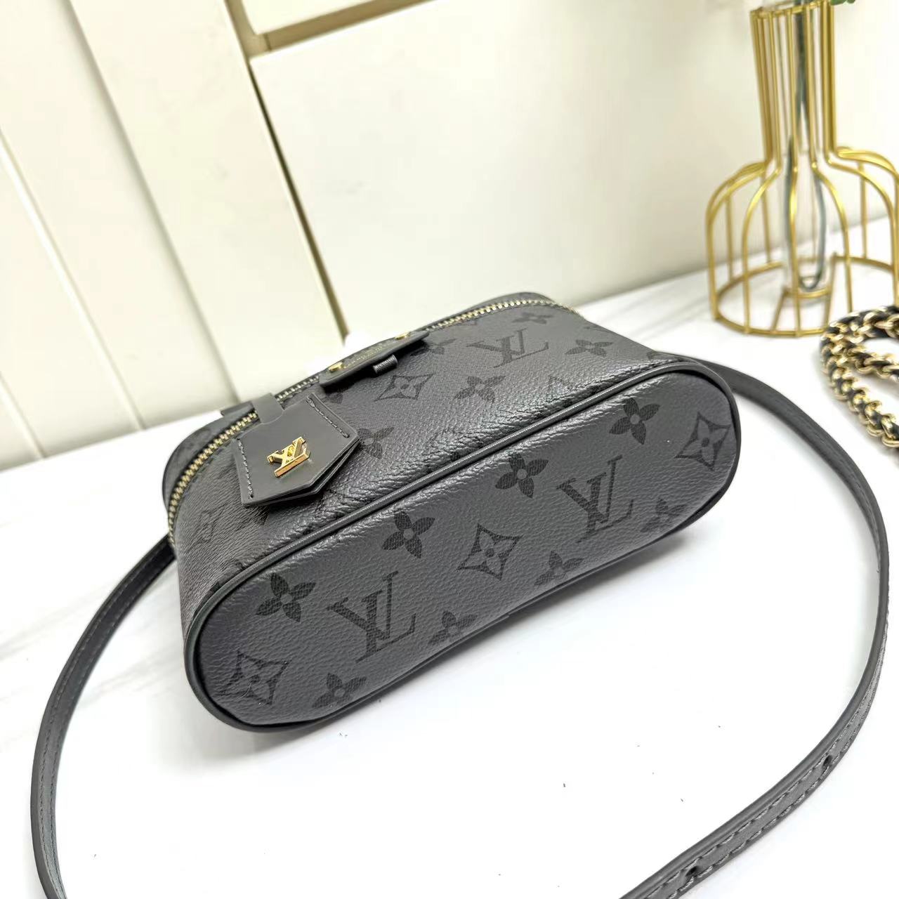 Designer Monogram  Vanity Chain Pouch-Black - Bag - Gorchic - $131.99