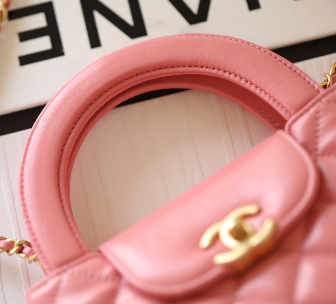 CC Inspired Shiny Aged Calfskin Quilted Nano Kelly Shopper Pink - Bag - Gorchic - $138.99