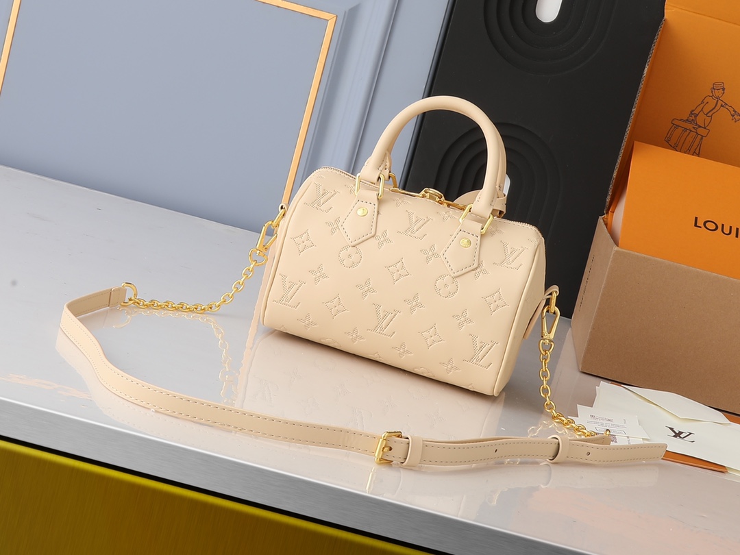 Nano Speedy Monogram Empreinte Leather-Beige - Bag - Gorchic - $123.99