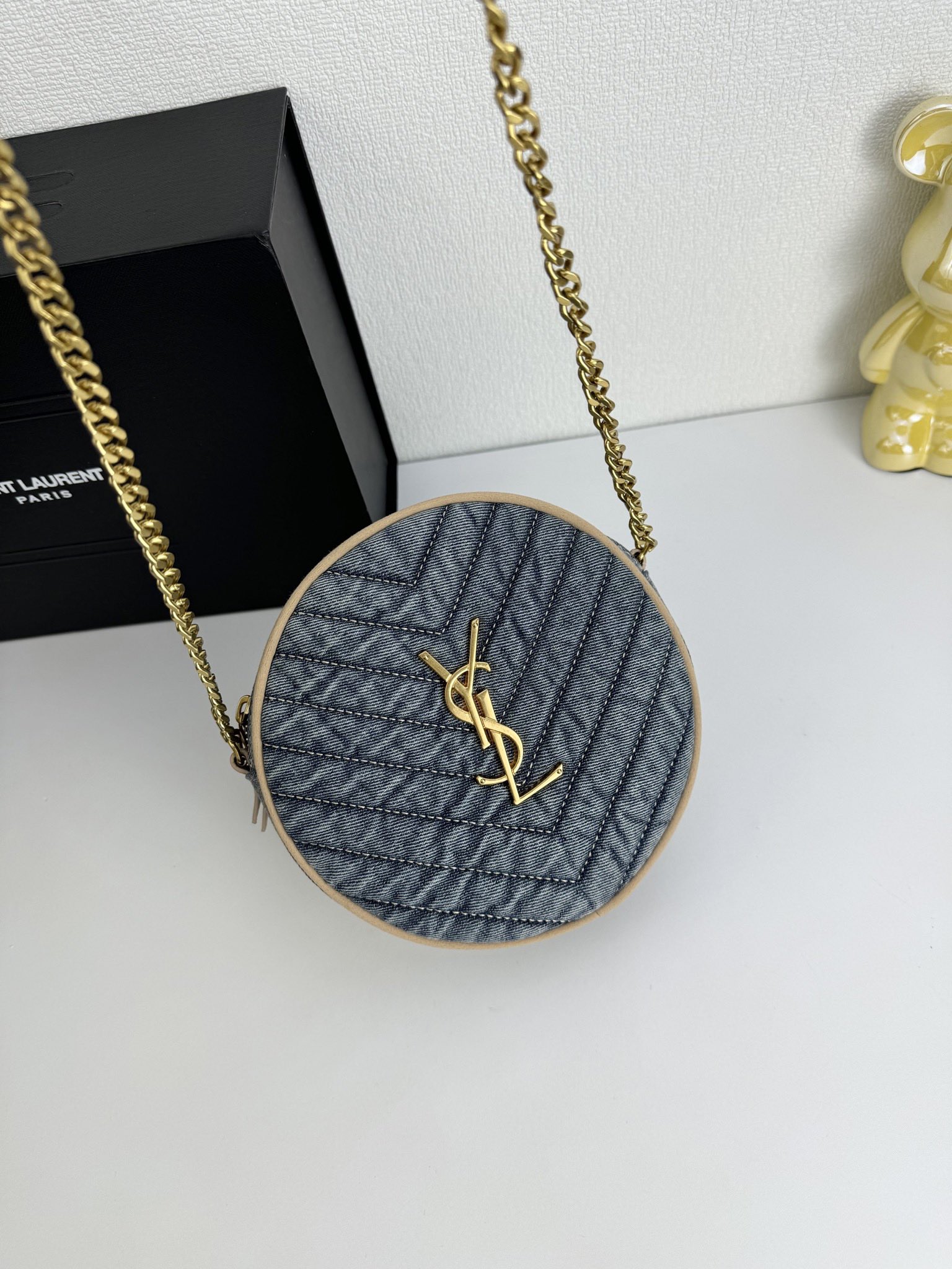 Lady Designer Nile Round Matelassé Denim Bag-Blue - Bag - Gorchic - $129.99