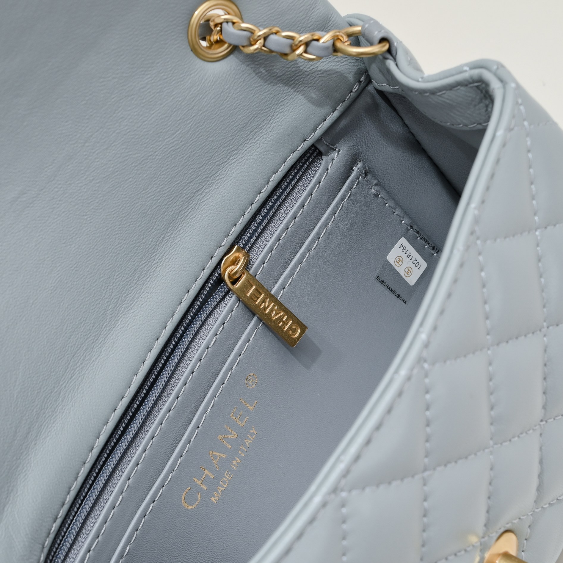 CC Inspired Classic Flag Bag Pearl Crush Mini Rectangular Flap Bag Light Blue Calfskin Antique Gold Hardware - Bag - Gorchic - $117.99