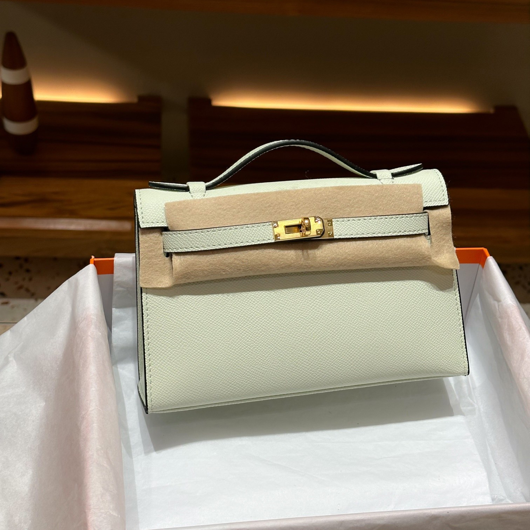 H-Inspired Kelly Mini 1st Kelly Pochette Generation Epsom Palm Leather-Bubble Green - Gorchic - $143.99