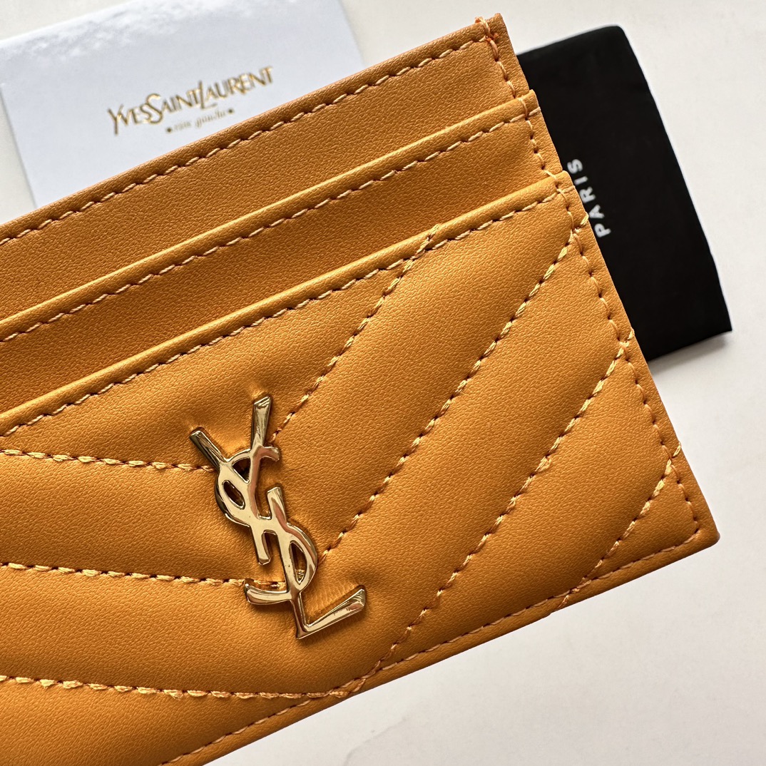 Lady Designer CASSANDRE MATELASSÉ card case in lambskin -Yellow Wallet - Gorchic - $35.99