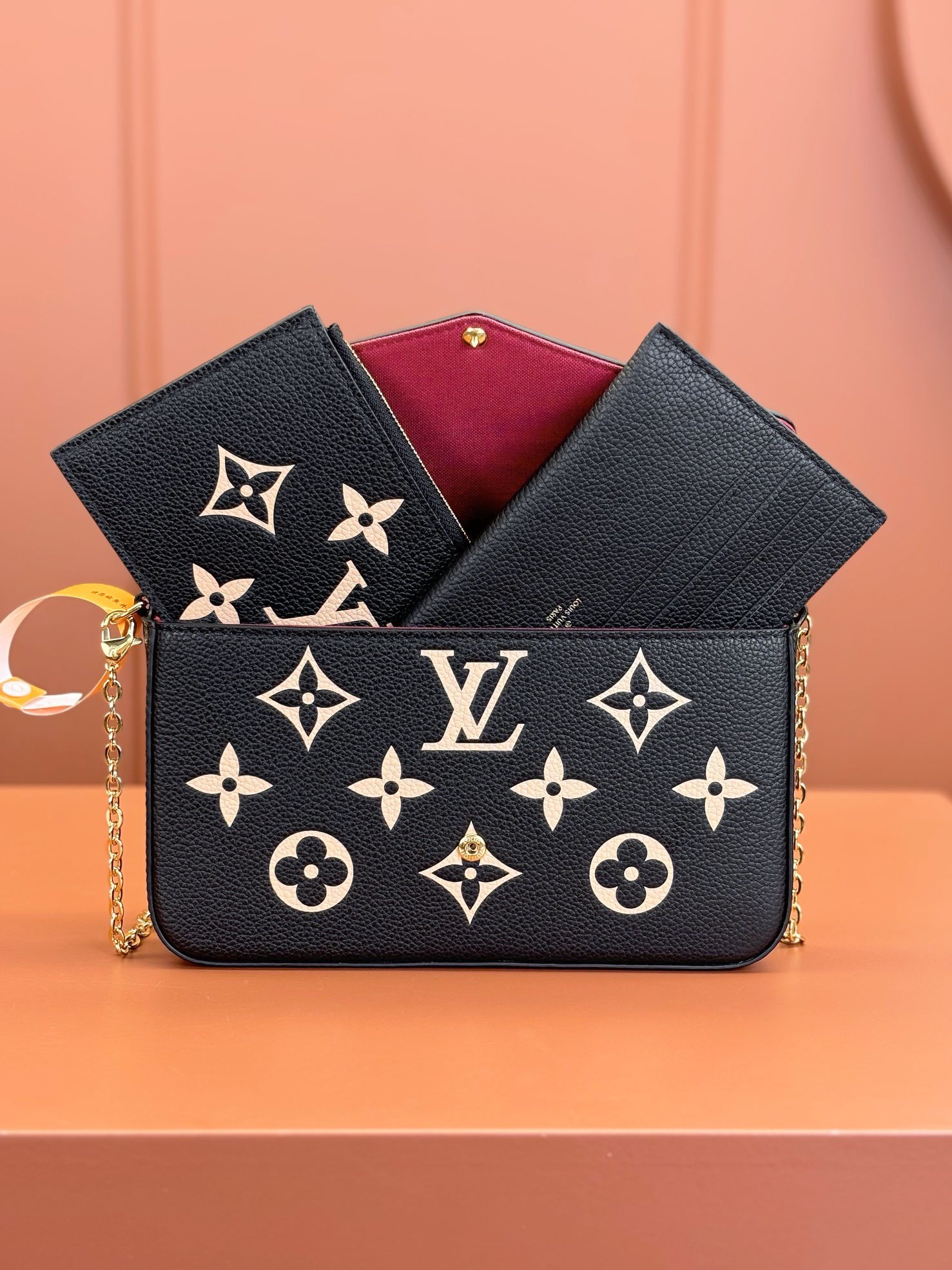 Designer Monogram POCHETTE FÉLICIE Chain Bag - Black Embossed Bag - Gorchic - $82.99