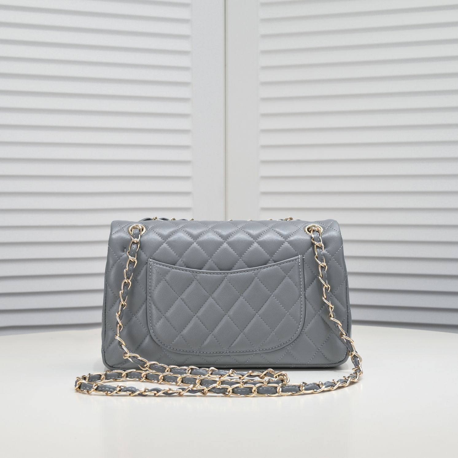 CC Inspired Classic Double Flap Bag Grey Golden Hardware - Bag - Gorchic - $122.99