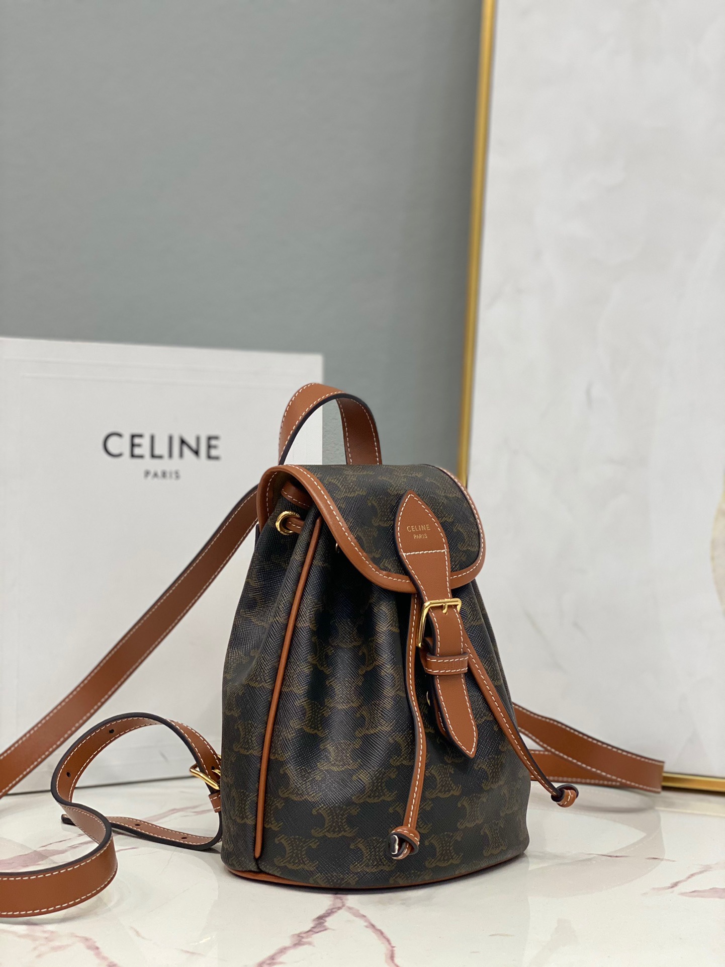 CL Backpack Folco Mini Triomphe Tan - Bag - Gorchic - $156.99