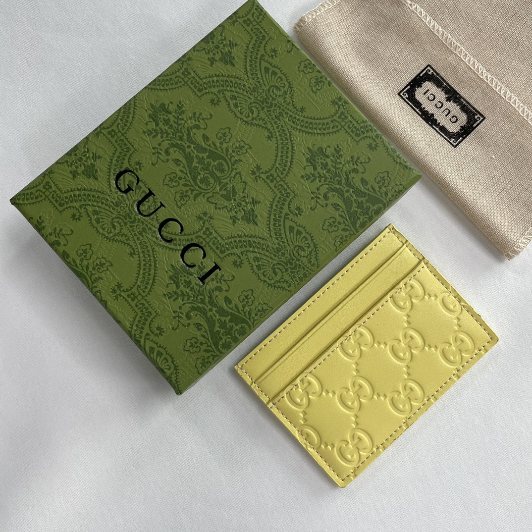 Double-G GG rubber-effect card case light yellow-wallet - Gorchic - $35.99