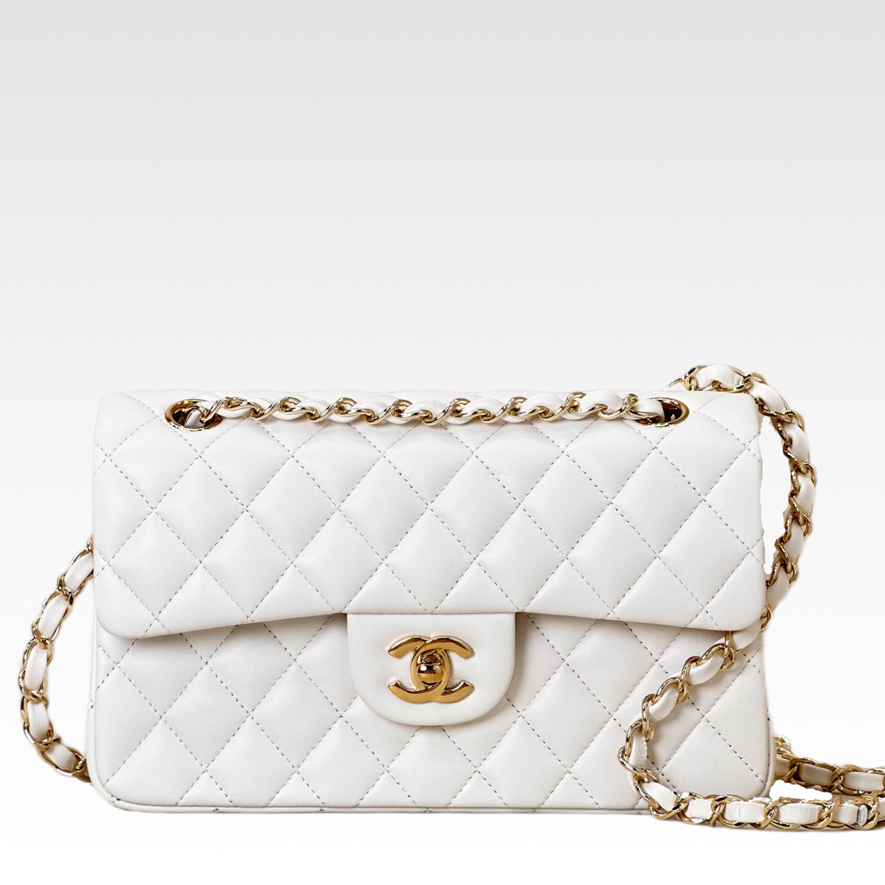 CC Inspired Classic Double Flag Bag White Leather Shoulder Bag - Gorchic - $125.99
