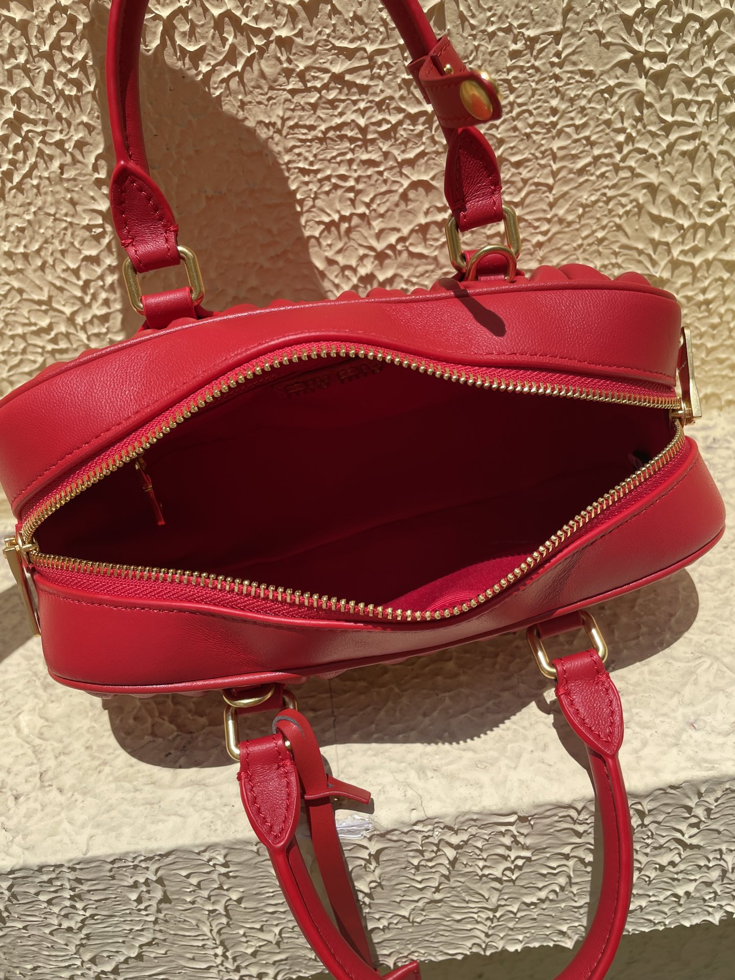 MU Arcadie matelassé nappa leather bag Red S-wide Size - Bag - Gorchic - $131.99