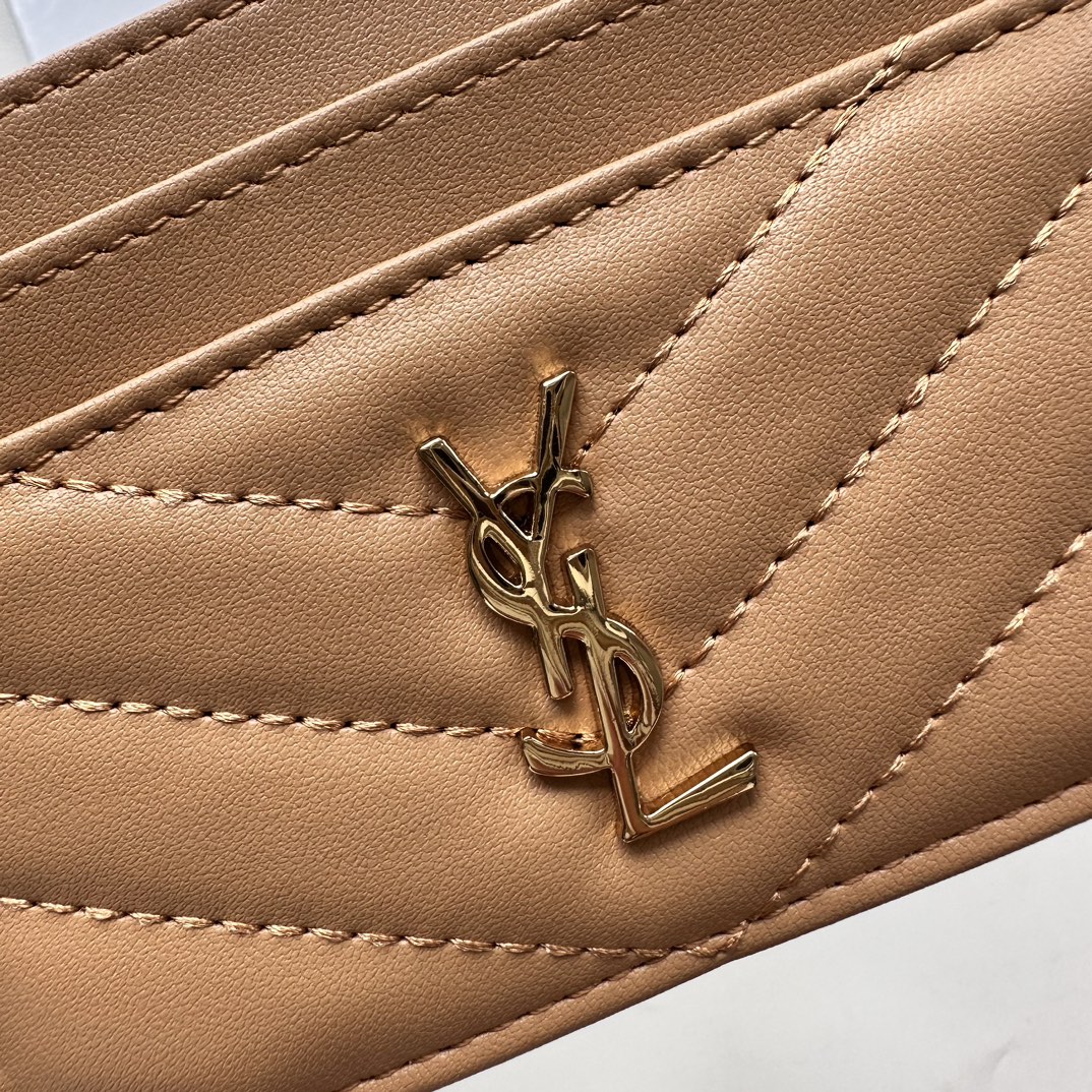 Lady Designer CASSANDRE MATELASSÉ card case in lambskin -Apricot Wallet - Gorchic - $35.99