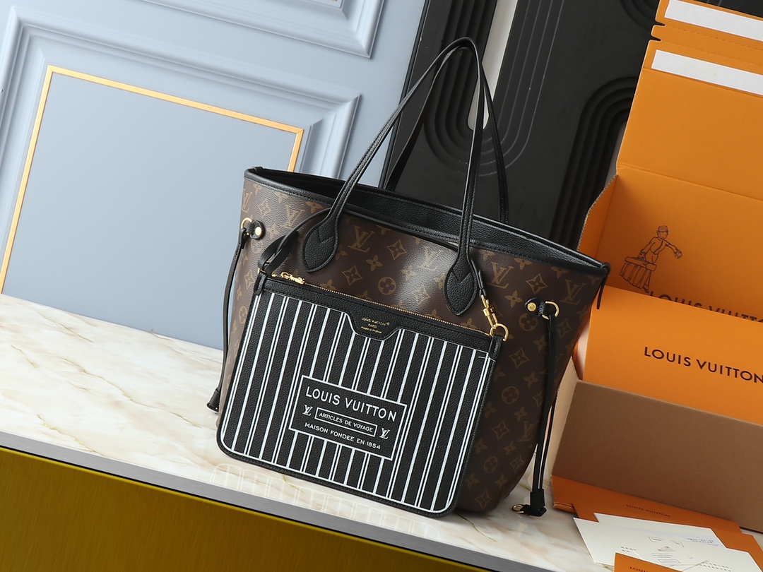 Designer Monogram Neverfull Black Medium Handbag - Bag - Gorchic - $124.99