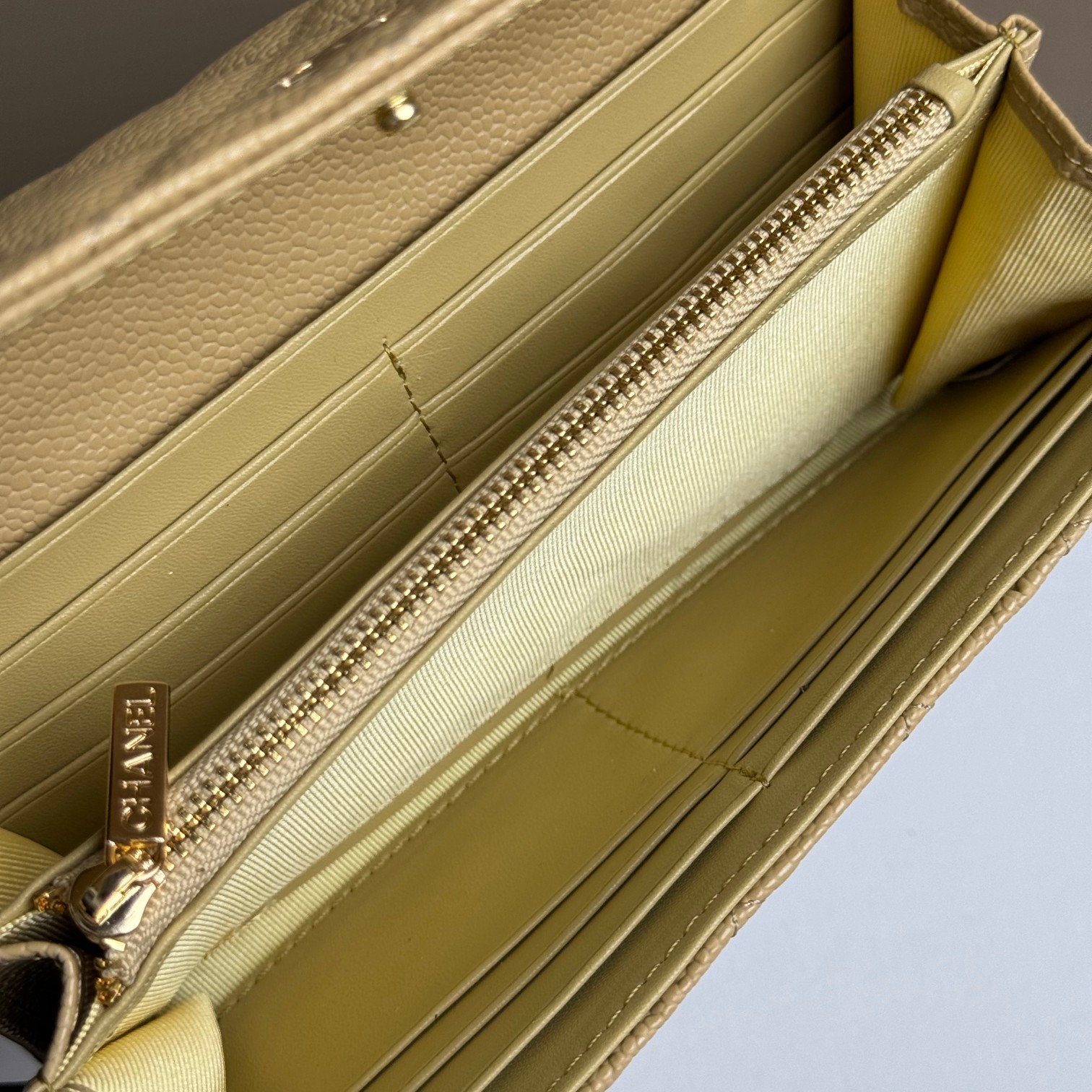 CC Inspired Counterfeit Caviar Leather Wallet-Yellow Wallet - Gorchic - $59.99