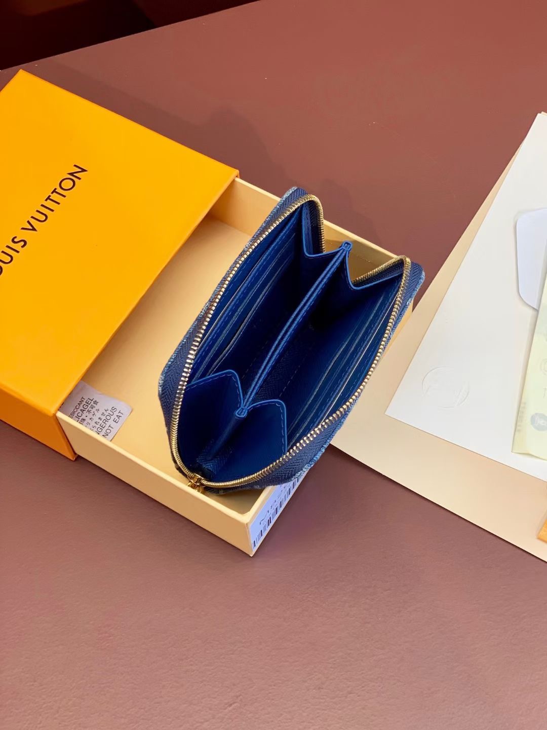 Designer Monogram Lou Wallet Monogram Denim Wallet - Gorchic - $80.99