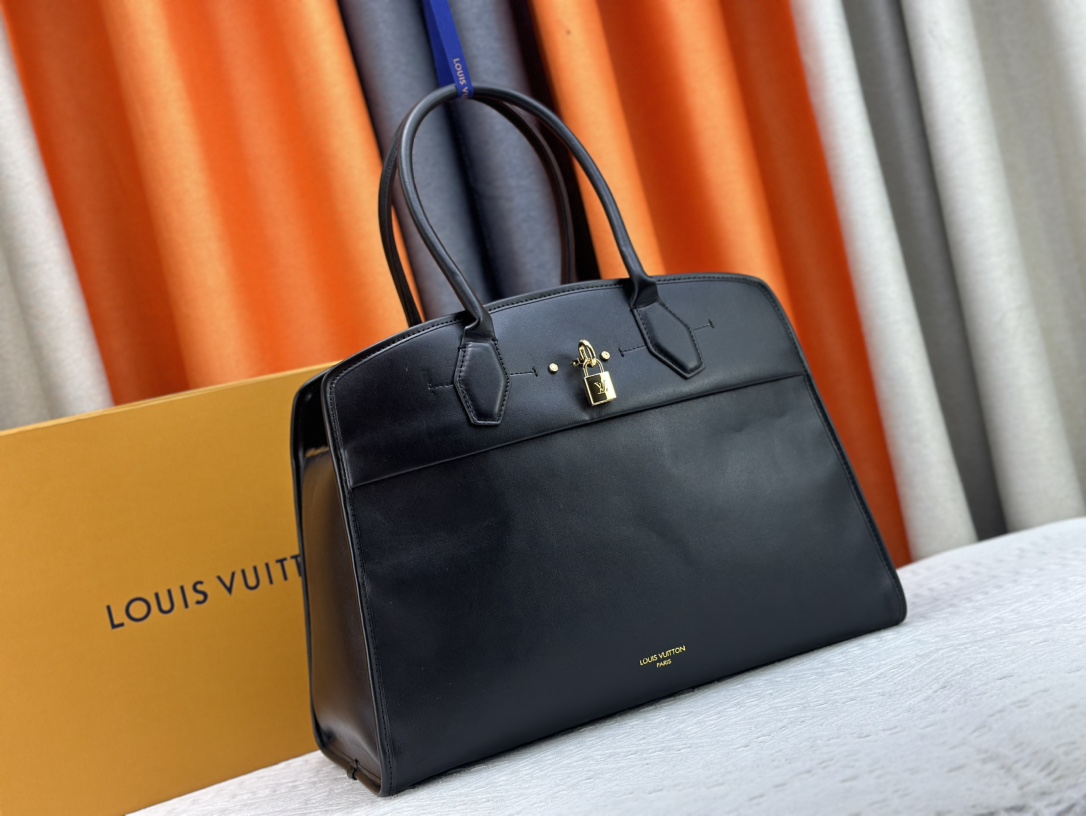 Designer Monogram City Steamer Large Handbag - Black Bag - Gorchic - $164.99