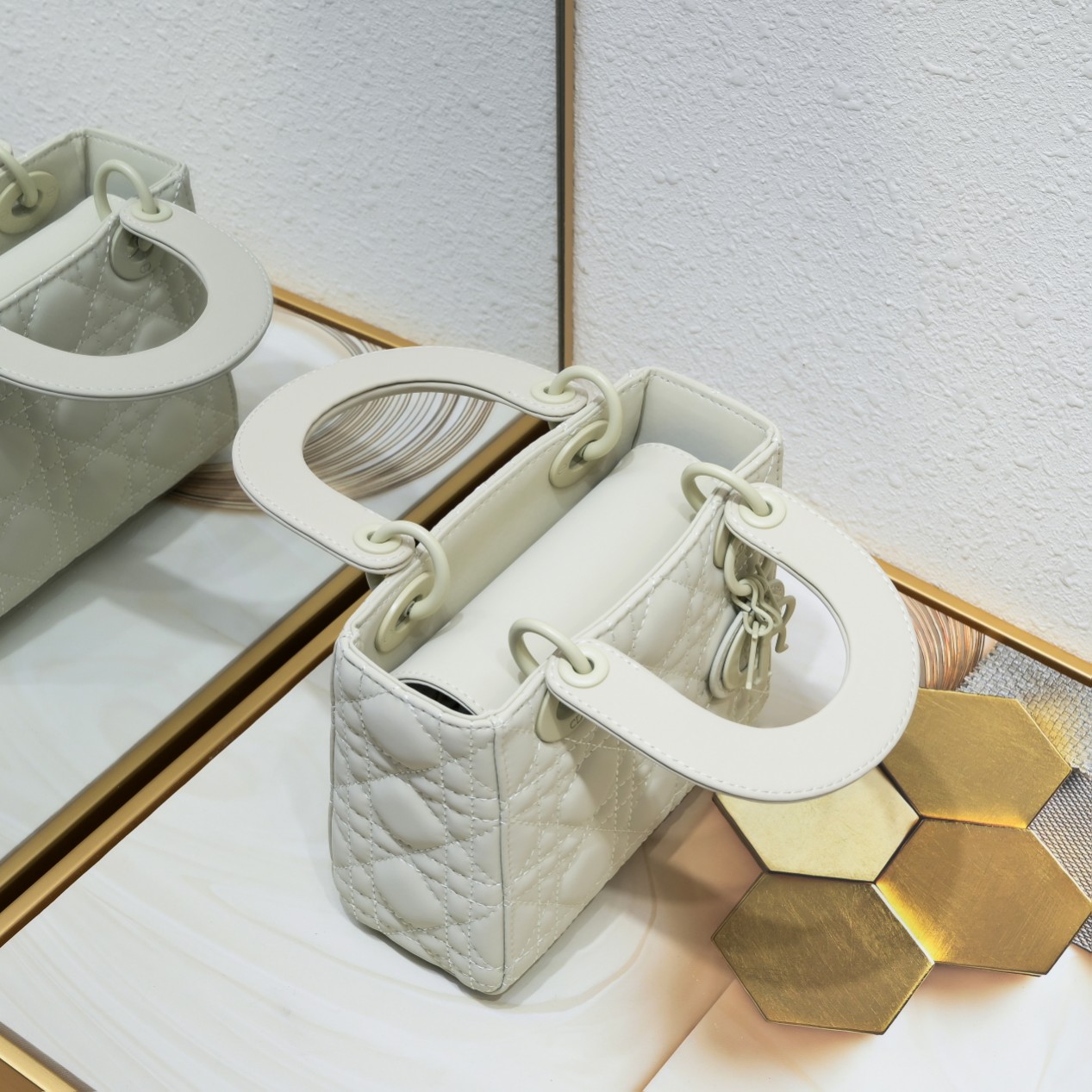 D Inspired Mini Lady D Inspired Bag White Ultramatte Calfskin - Bag - Gorchic - $138.99