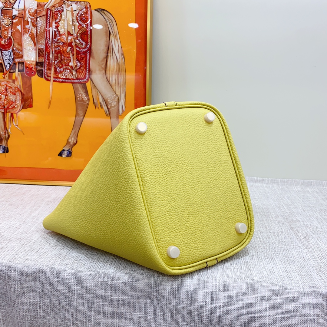 H-Inspired Clemence Picotin Lock Bag Golden Hardware -Yellow Bag - Gorchic - $151.99