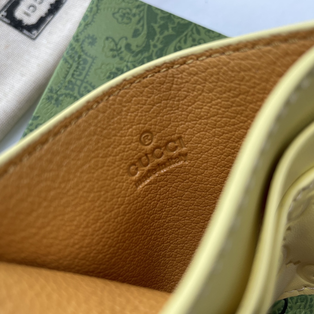 Double-G GG rubber-effect card case light yellow-wallet - Gorchic - $35.99