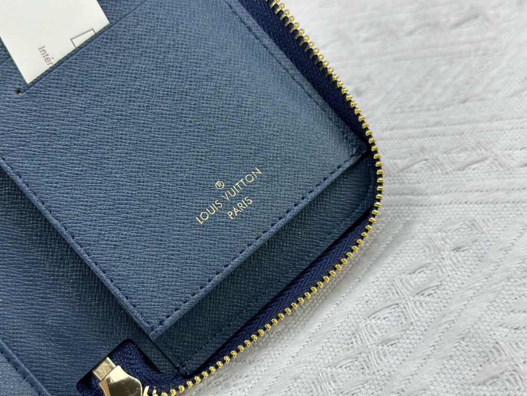 Designer Monogram  Zippy Wallet Vertical Canvas Wallet-Navy Blue Plaid  Wallet - Gorchic - $55.99