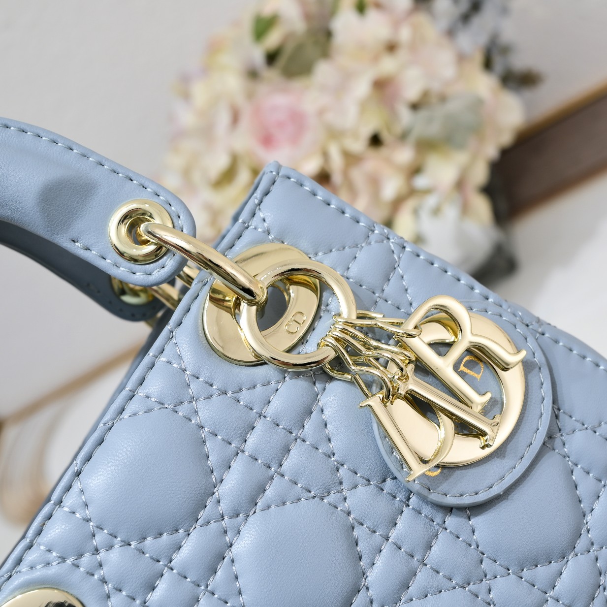 D Inspired Mini Lady D Inspired Bag Blue Cannage Calfskin - Bag - Gorchic - $138.99