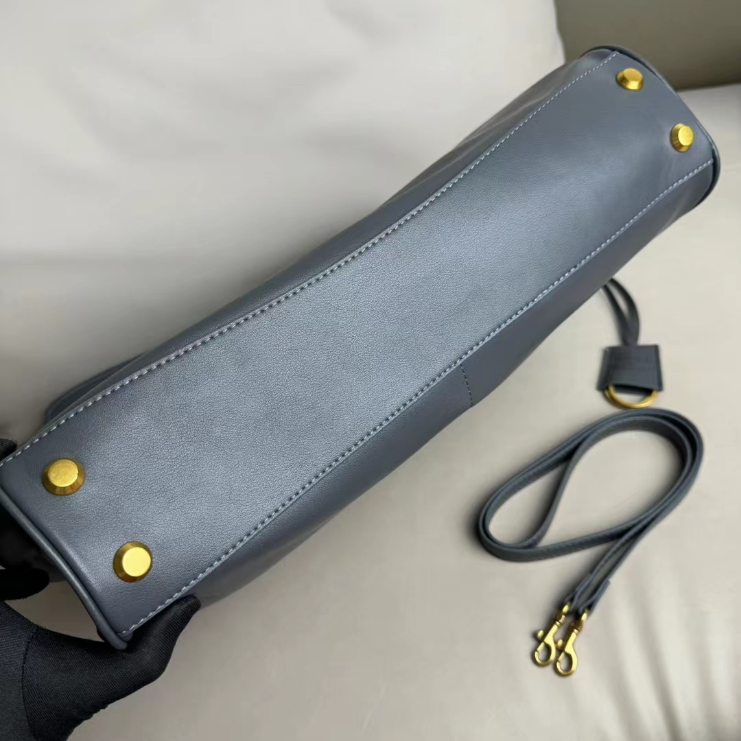 Hourglass iconic Rodeo leather shoulder bag in Grey and aged-golden hardware Multiple Size - Bag - Gorchic - $169.99