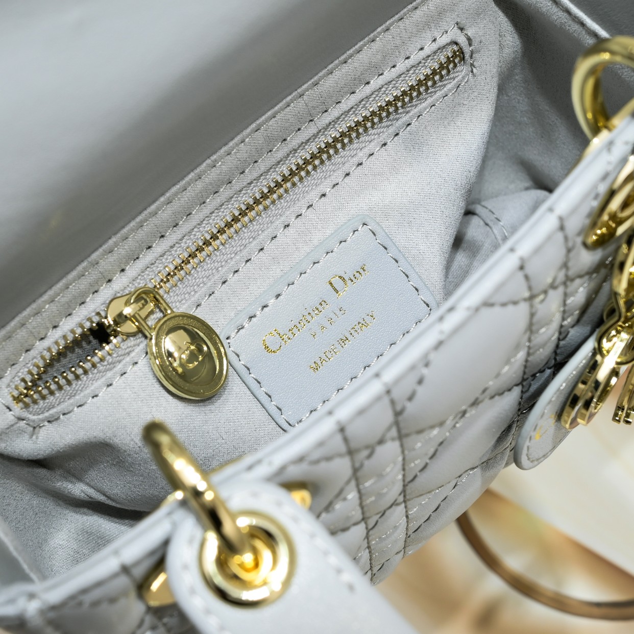 D Inspired Mini Lady D Inspired Bag Grey Cannage Calfskin - Bag - Gorchic - $138.99