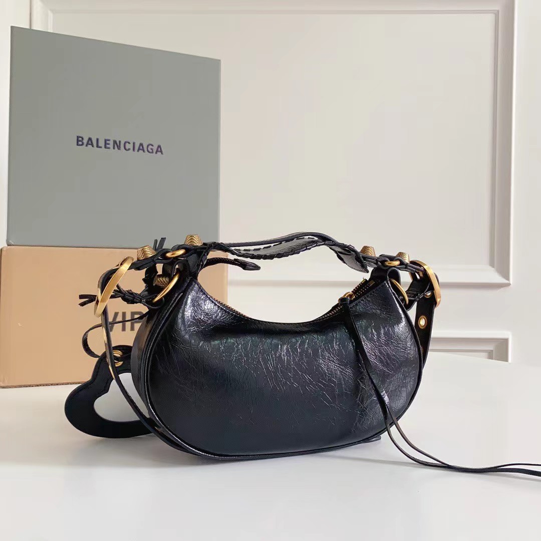 Hourglass iconic Le Cagole XS studded croc-effect leather shoulder bag-black - Bag - Gorchic - $157.99